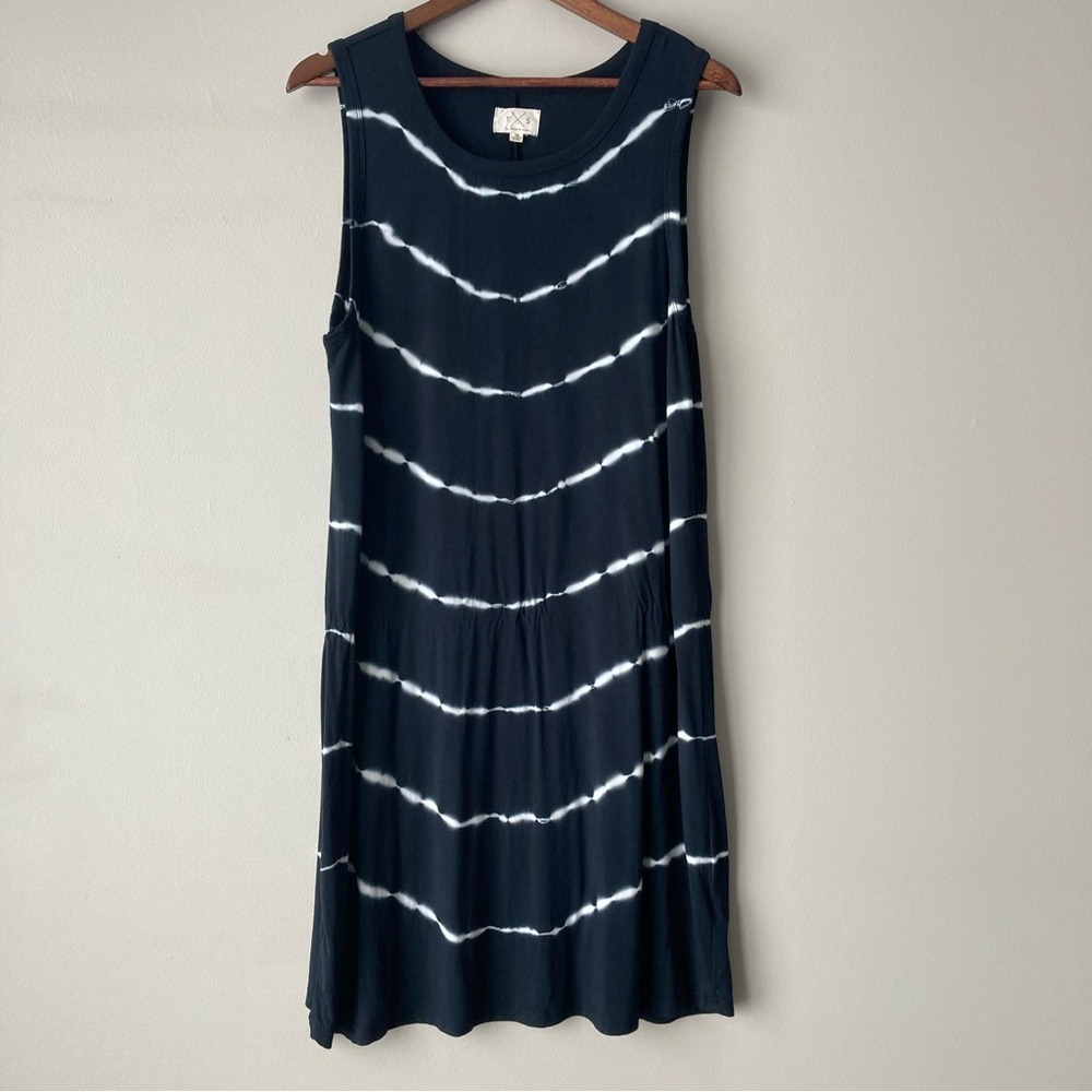Thread & Supply Black Tie Dye Stripe Sleeveless Shift‎ Dress XXL